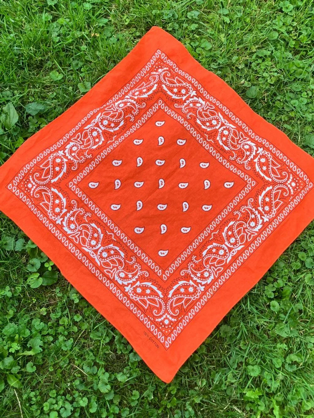 🧡 Pair of Orange Paisley Bandanas 27x27 Large